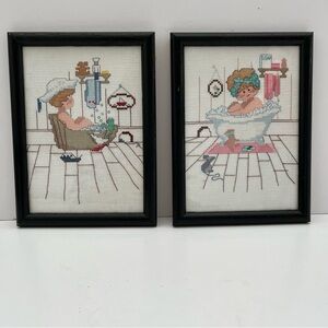 Vintage Cross Stitch Wall Art Set